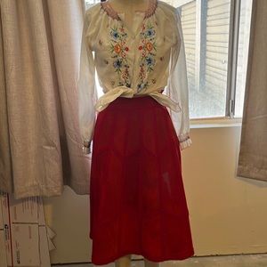 1970’s Red Suede and crochet patchwork skirt.